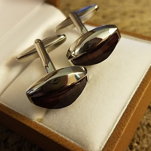 EGARA Men's silver and purple cuff links - Picture 2 of 5